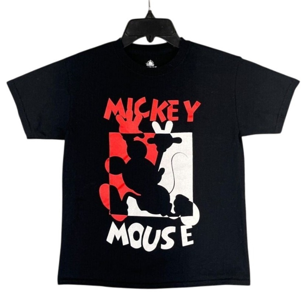 Mickey Mouse Shirt youth‎ M Walt Disney Classic Retro Cotton Black Short Sleeve